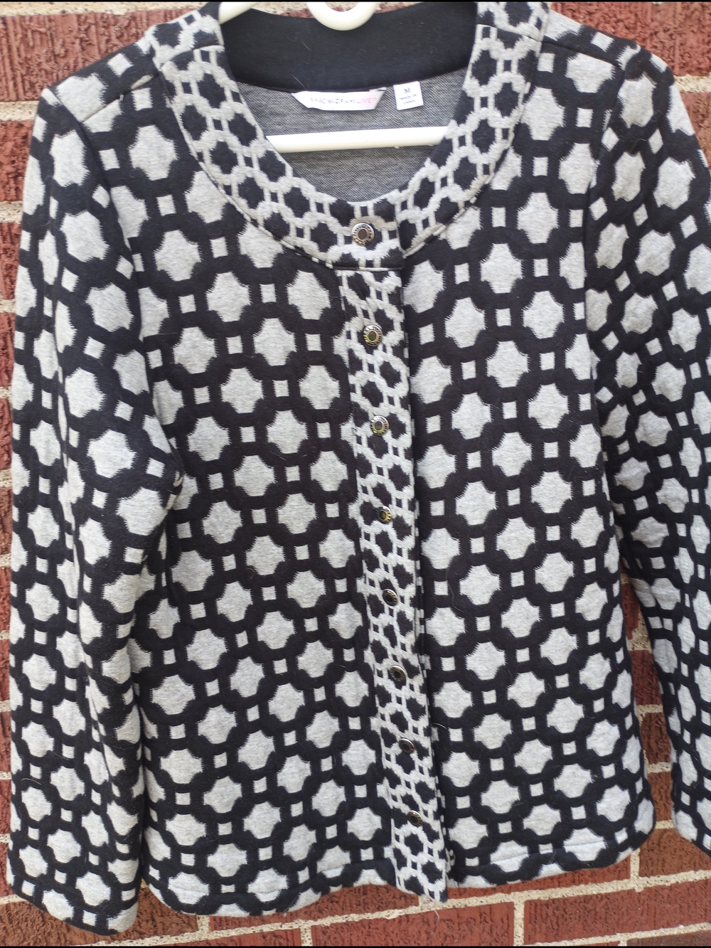 Isaac Mizrahi Live Mixed Geometric Pattern Button-Front Jacket